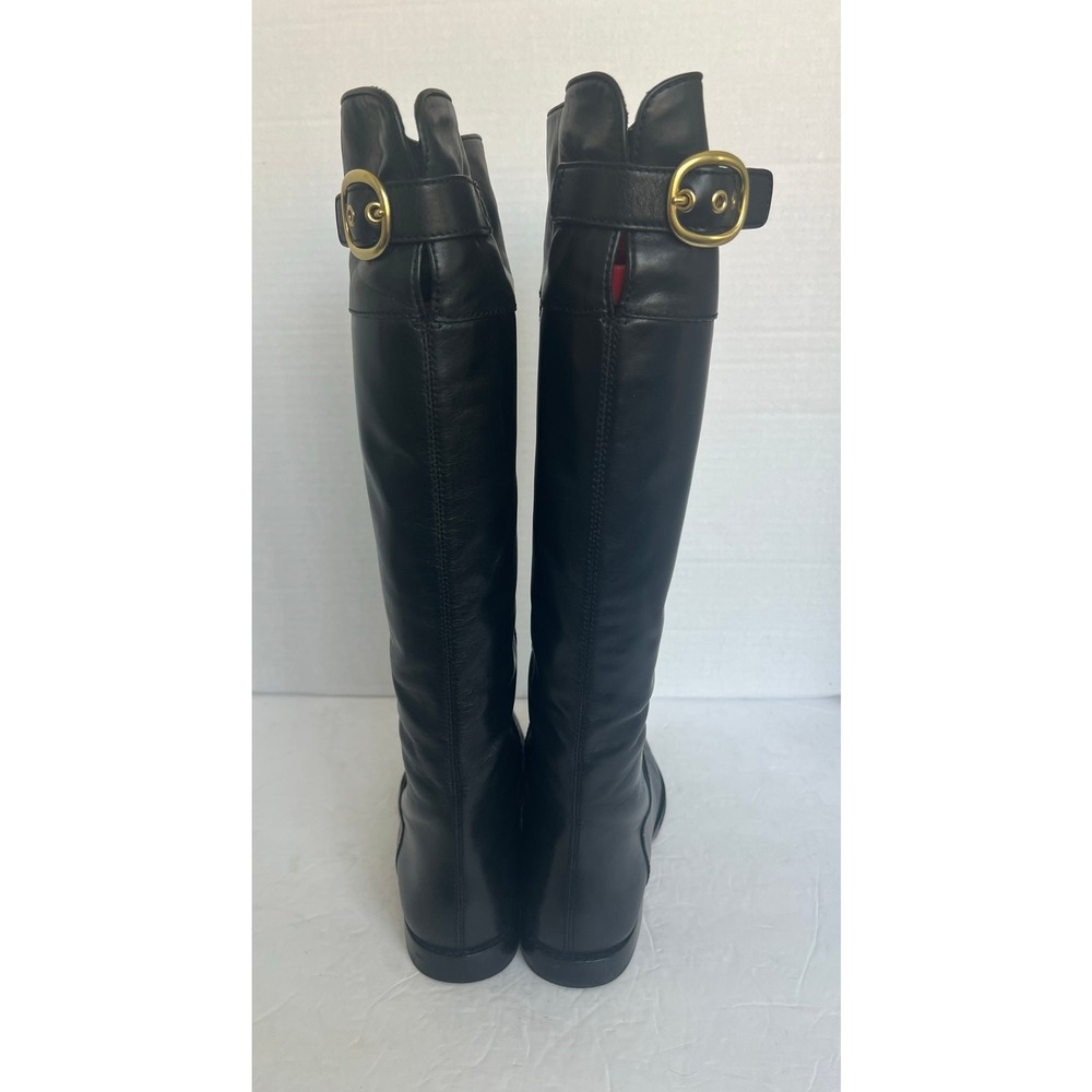 Coach Maely Soft Black Leather Knee High Riding Gold Buckle Accent Boots Sz 8.5 - Picture 8 of 16